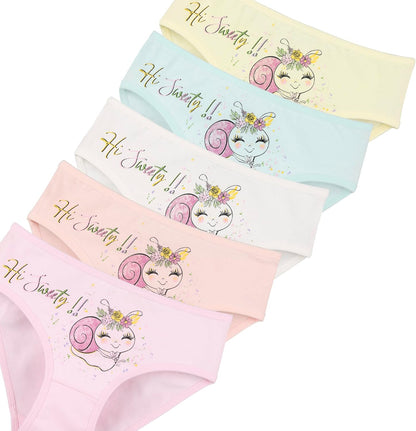 Donella Girls' Soft Cotton Underwear - Kids Bikini Brief Panties for Girls and Toddlers 5-Pack, Age: 2-15