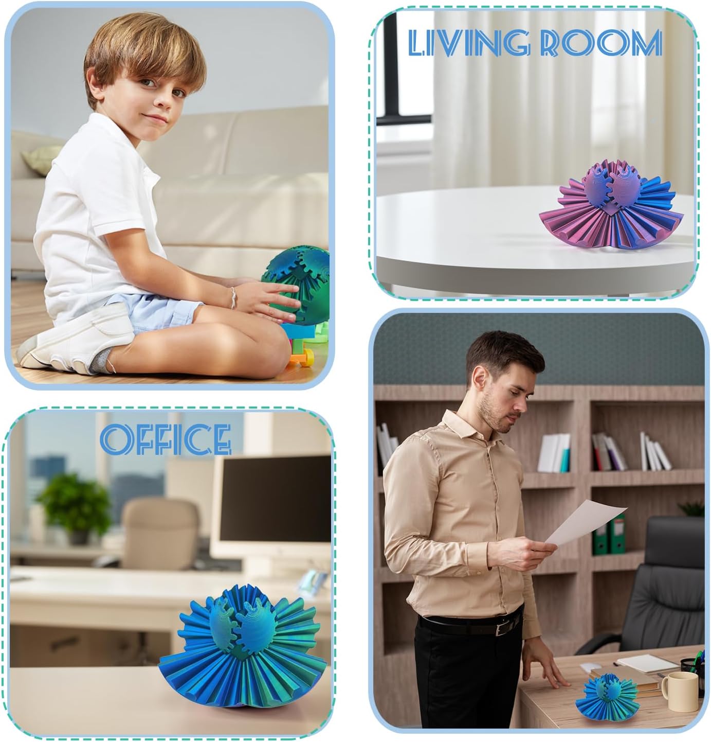 Gear Ball - GearSphere Fidget Toy, 2024 Gear Sphere Cube Puzzlefor Adults Kids Stress and Anxiety Relaxing,3D Printed Spin Ball or Cube Fidget Toy (Grey+Pink)