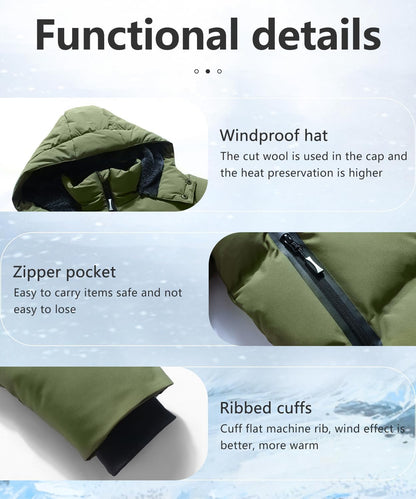 Kids Boy's Winter Coat Fleece Lined Waterproof Jacket Puffy Cotton Coat Thick Hooded Down Outdoor Coats