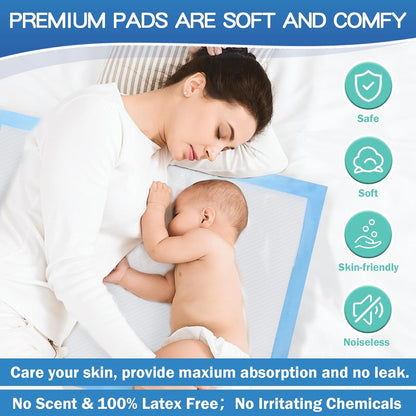 100 Count Premium Chucks Pads 22"x23" Disposable, Ultra Absorbent Adults Incontinence Underpads Leakproof, Waterproof Puppy Training Pee Pads Leakproof, Baby Changing Liner