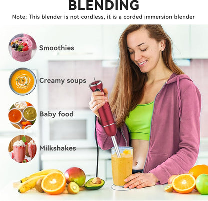 Immersion Blender 5 in 1 Hand Blender, Abuler 1000W Hand Mixer Stick,12 Speed Handheld Blender 304