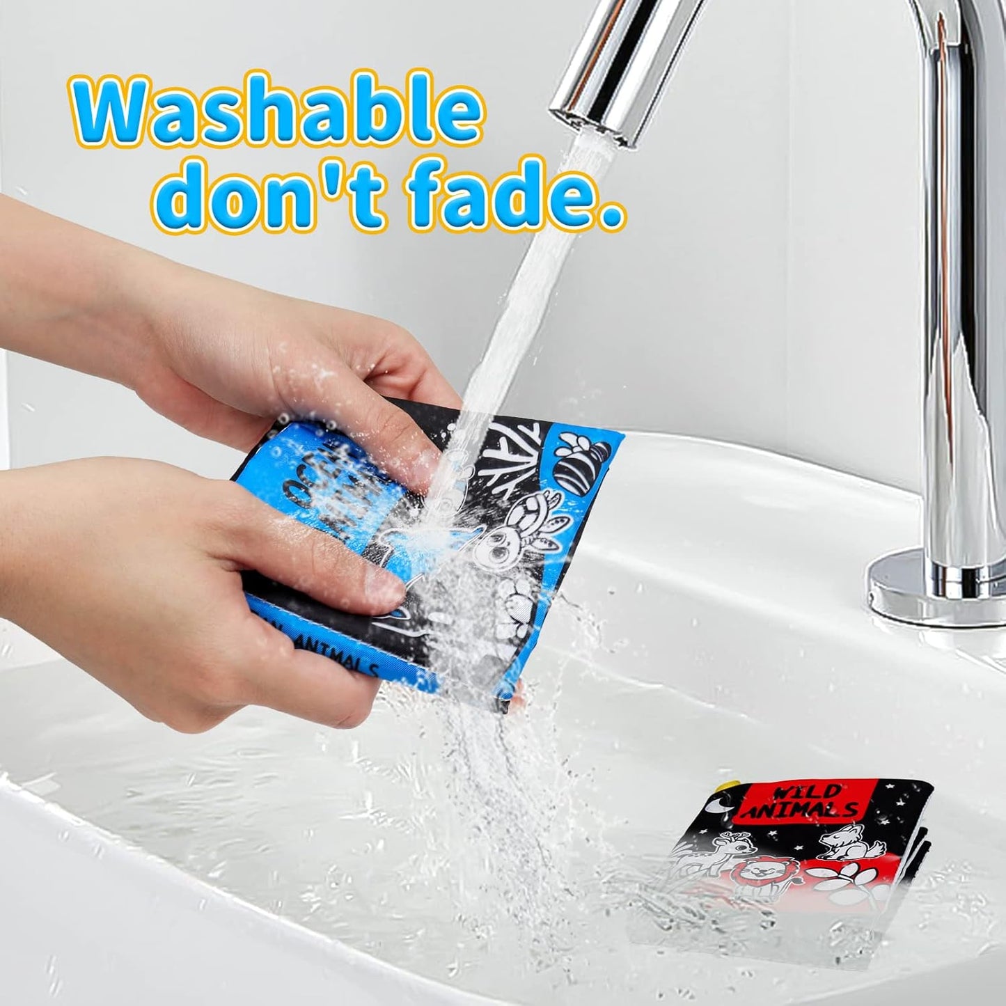 OKOOKO Soft Baby Books Black and White High Contrast 12PCS Soft Cloth Books Bath Books Crinkle Washable Non-Toxic Early Education Preschool Learning Toy for Newborns Babies Infants Toddlers Kids