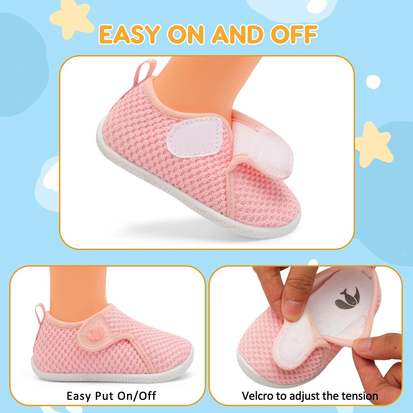 FEETCITY Toddler Walking Shoes Slip On Toddler Shoes Boys Girls Kids Sports Sneakers Casual School Shoes Barefoot Shoes