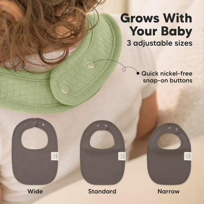 8-Pack Organic Baby Bibs for Girls, Boys - Quilted Cotton Cloth Baby Drool Bibs for Drooling and Teething Toddler, Newborn, Infant, Soft & Super Absorbent (Basics)