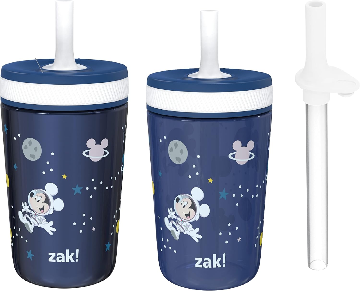 Zak Designs Disney Mickey Mouse Kelso Tumbler Set, Leak-Proof Screw-On Lid with Straw, Bundle for