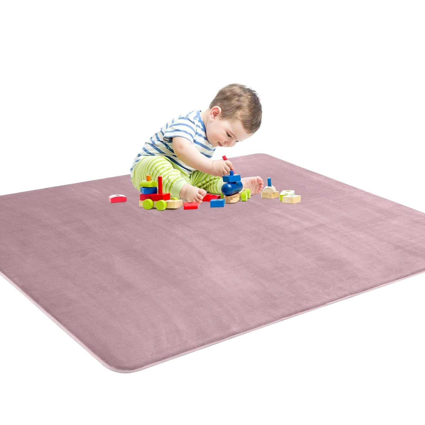BALAPET Thick Memory Foam 50x50 Play Mat for Playpen, Super Soft Velvet Portable Baby Playpen Mat for Kids Toddler Crawling and Play, Non-Slip Bottom Playmat, Pink