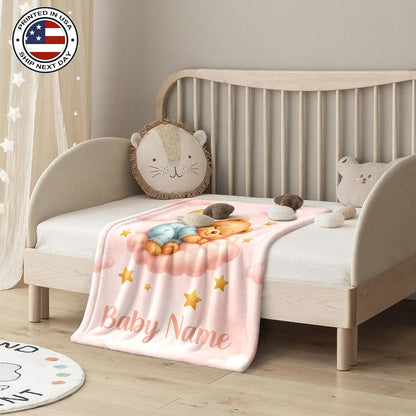 Ship Next Day, Personalized Baby Blanket – Printed in USA, Custom Baby Blanket for Boys & Girls