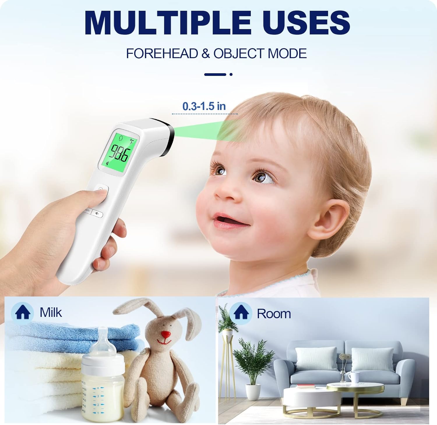 No-Touch Thermometer for Adults and Kids, Accurate Digital Baby Thermometer, Fever Alarm & Silent
