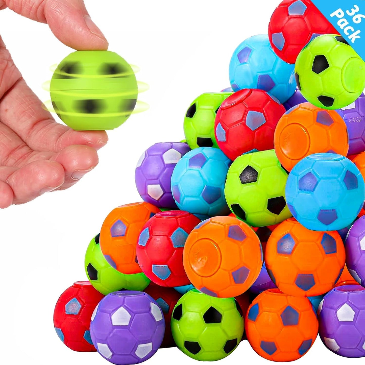 SCIONE 36 Pack Soccer Party Favors for Kids 4-8 8-12 Soccer Balls Fidget Spinner Goodie Bag Stuffers Treasure Box Toys for Classroom Prizes Return Gifts for Kids Birthday Christmas Party favors