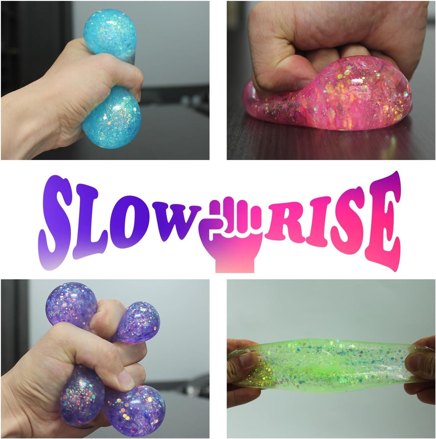 2Pack Glitter Squishy Cube - Slow Rise Nice Sugar Stress Cube Gel Stress Balls for Adults, Glitter Squishy Balls for Kids, Stress Relief/Classroom Fidget/Treasure Box Prizes(Blue)