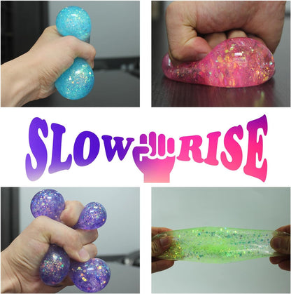 2Pack Glitter Squishy Cube - Slow Rise Nice Sugar Stress Cube Gel Stress Balls for Adults, Glitter Squishy Balls for Kids, Stress Relief/Classroom Fidget/Treasure Box Prizes(Blue)