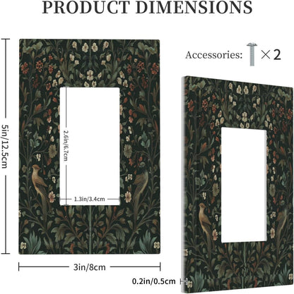 Decorative Outlet Covers Vintage Morris Colorful Flower Green Leaf 1 Gang Single Rocker Light Switch Cover Plate Wall Plates Gfci Faceplate For Bed Room Living Room Decor