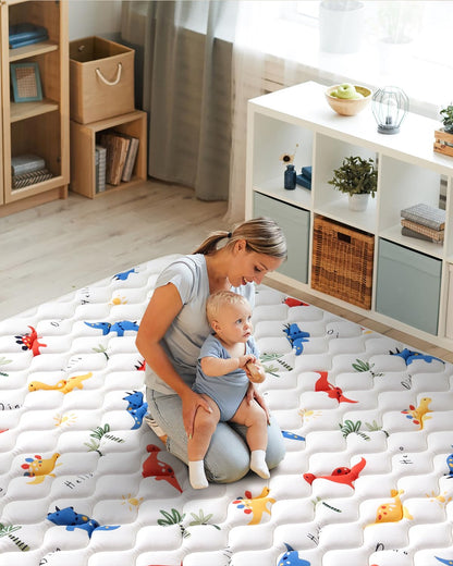 Odorless Premium Foam Baby Play Mat 71" x 59", Soft Microfiber Fabric Crawling Mat for Floor- Comfortable and Hypoallergenic, Non-Slip Cushioned Floor Playpen mat for Infants,Babies,Toddlers