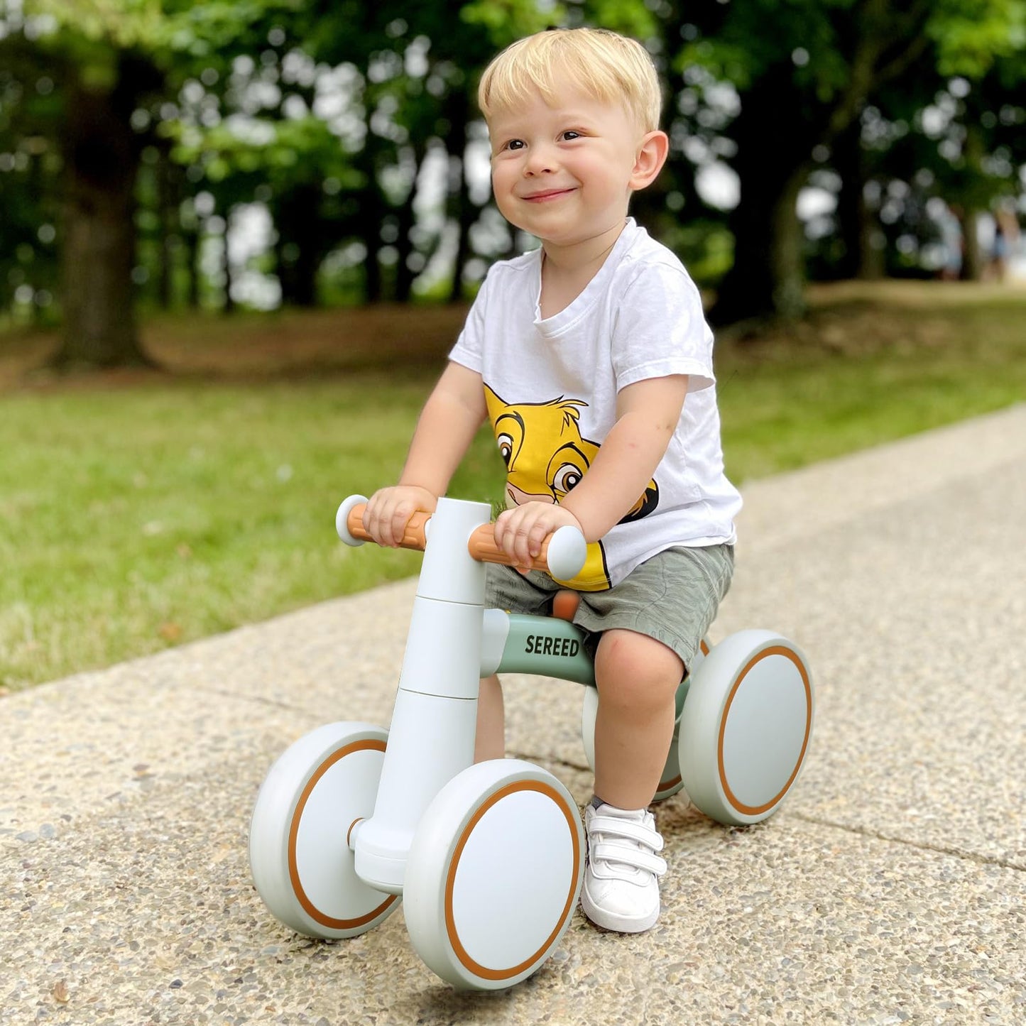 SEREED Baby Balance Bike for 1-2 Year Olds - 4 Wheels, First Bike for Toddlers, Birthday Gift