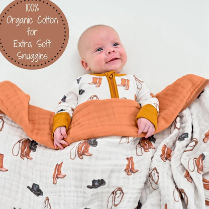 LollyBanks Muslin Baby Blanket 100% Organic Cotton, Muslin Quilt Lightweight, Toddler Blanket for