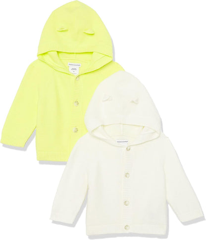 Amazon Essentials Unisex Babies' Hooded Sweater, Pack of 2