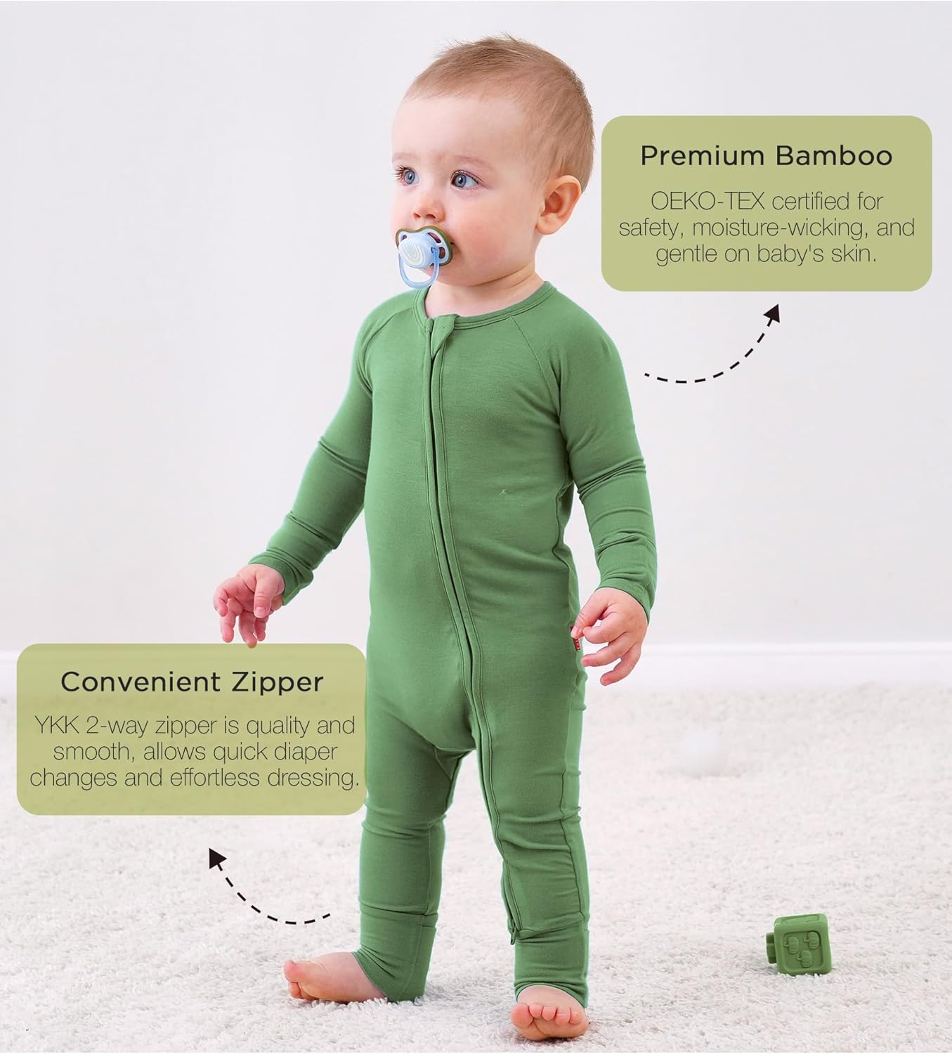 Baby One-Piece Romper Footless Bamboo Viscose Pajamas Sleepers for Baby Boys and Girls