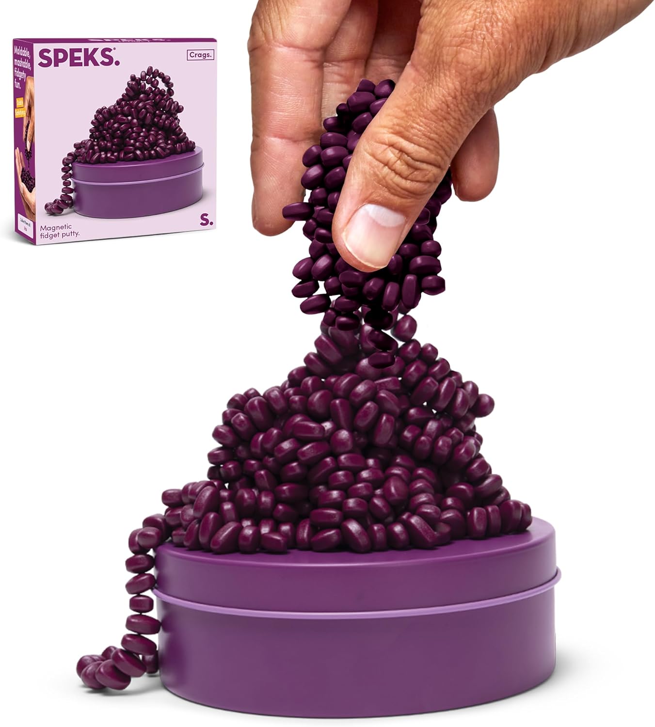 Speks Crags Ferrite Putty, Over 500 Ferrite Stones in a Metal Tin, Seriously Satisfying Fidget Toys for Adults and Desk Toys for Office, Matte Iris, Medium