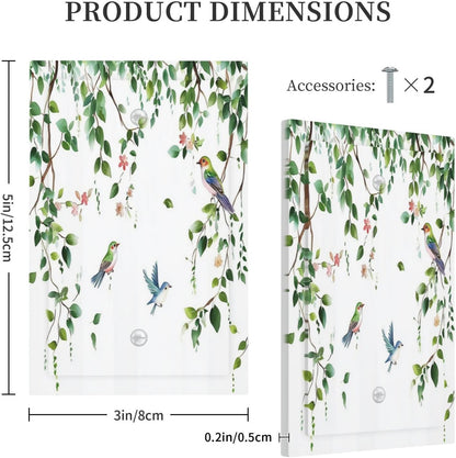 Light Switch Cover Plate Green Leaves Bird Eucalyptus Sage Plant 1 Gang No Device Blank Electrical Wall Plates Faceplate Decorative Switch Plate For Bed Room Living Room Decor