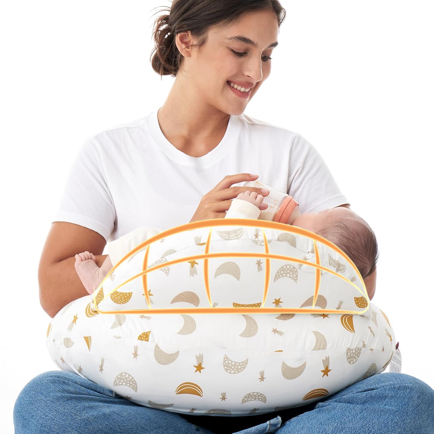 Momcozy Original Nursing Pillow for Breastfeeding-Pioneering Safety Fence- Wider Feeding Pillows
