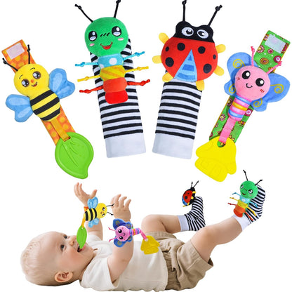 Baby Toys 0-6 Months,Soft Rattle Socks and Wristband Set,Hand and Foot Sensory Development Toys for Babies 0-12 Months with Infant Teething Toys,Shower Gifts for Newborn Boy and Girl