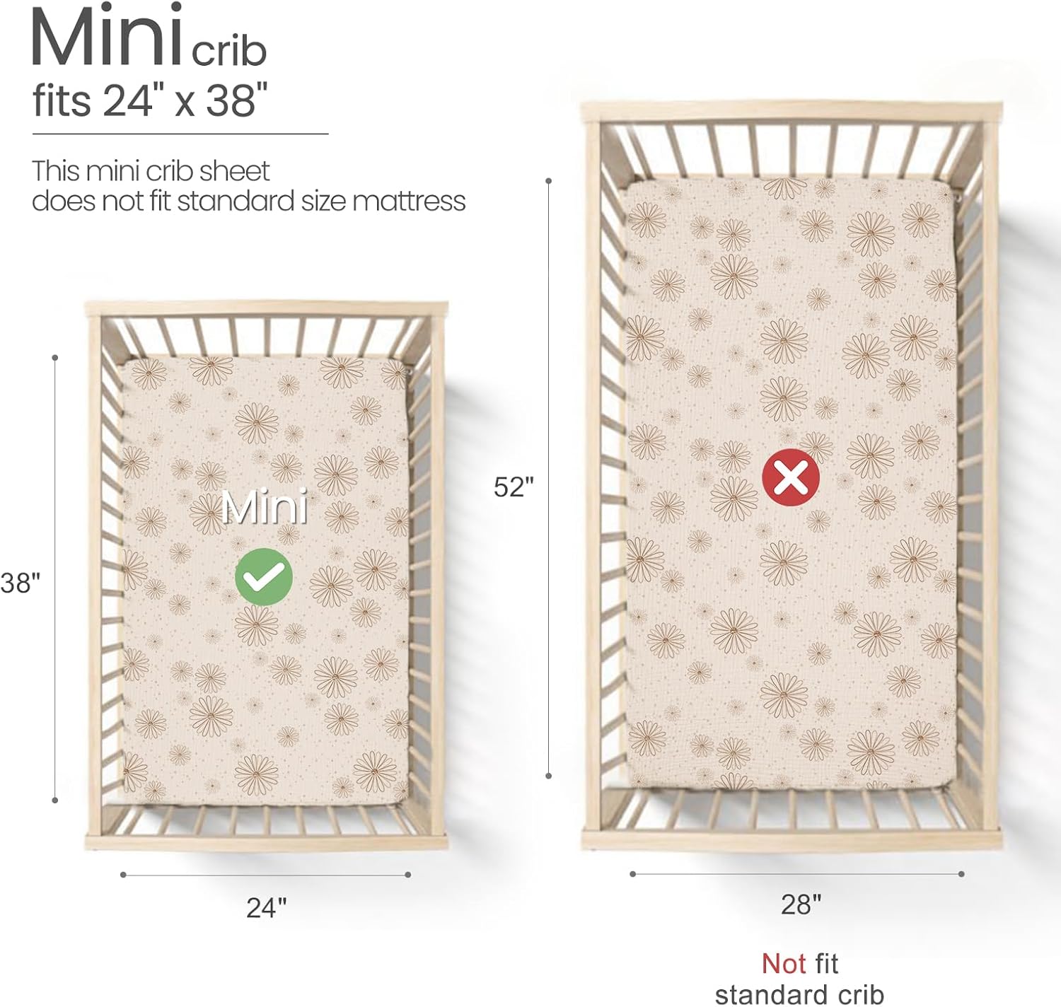 lulumoon Mini Crib Sheets Muslin: Soft Cotton Fitted Mini Crib Mattress Sheets for Boys and Girls
