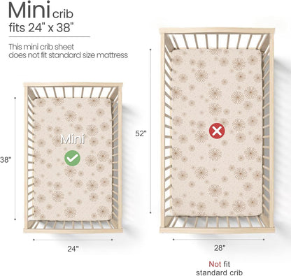 lulumoon Mini Crib Sheets Muslin: Soft Cotton Fitted Mini Crib Mattress Sheets for Boys and Girls