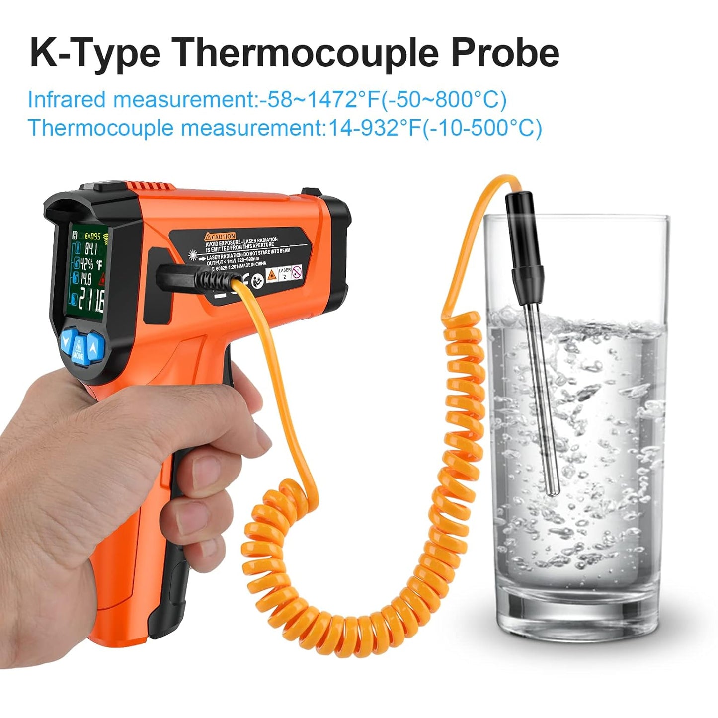 MESTEK Infrared Thermometer Gun, Non Contact Digital Laser Thermometer Temperature Gun with Color