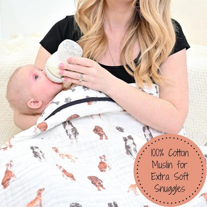 LollyBanks Muslin Baby Blanket 100% Organic Cotton, Muslin Quilt Lightweight, 6 Layers Baby