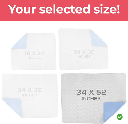 Utopia Bedding Washable Underpads 34" x 52" (Pack of 4), Waterproof Reusable Heavy Absorbency