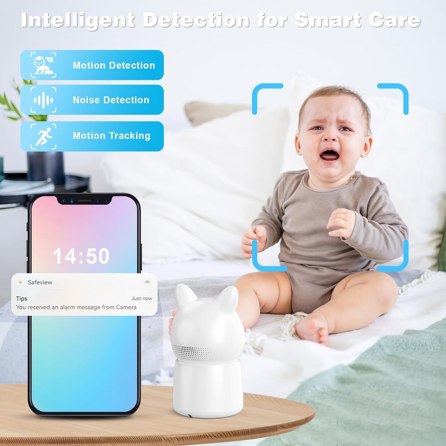 1080P Pan/Tilt Security Camera for Baby Monitor, 2.4G WiFi Pet Camera with Motion Detection, Night Vision, 2-Way Talk, RGB Night Lights, Lullabies, TF/Cloud Storage, Works with Alexa & Google Home