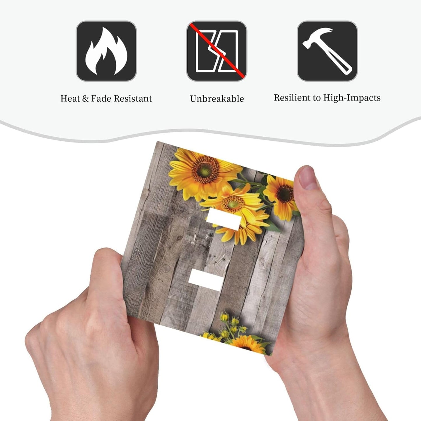 Sunflower Rustic Brown Gray Wood Decorative Switch Plates 2 Gang Double Toggle Outlet Light Switch