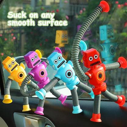 Pop Tubes Robot Fidget Toys 12 Packs Telescopic Suction Cup Stretchy Robots Toys Autism Sensory Shape Changing Toys for Toddlers Kids Party Favors Summer Toys Boys Girls (12 Packs)