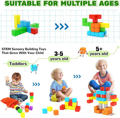 40pcs Magnetic Blocks for Toddler Toys, Magnetic Cubes Building Blocks Classroom Must Haves, STEM Preschool Sensory Magnet Toys for 3 4 5 6 Year Old Boys and Girls