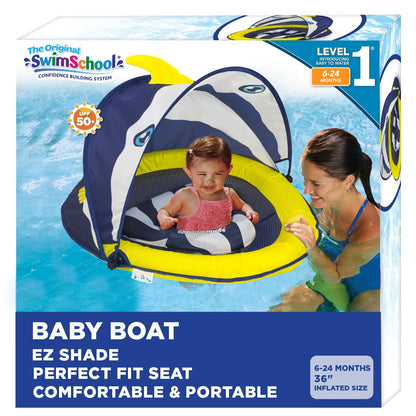 SwimSchool Deluxe Baby Float with Adjustable Canopy - 6-24 Months - Baby Swim Float with Splash &