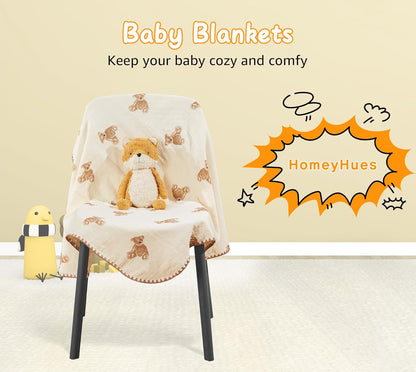 Baby Blanket Double Layer Cotton 40 x 40 Soft Receiving Blanket with Pattern Machine Washable Brown