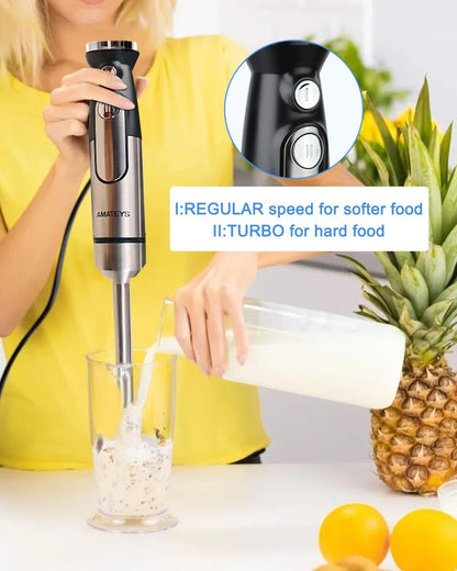 Handblender with Plug,Immersion Blender Handheld, Heavy-Duty Copper Motor, Detachable Stainless