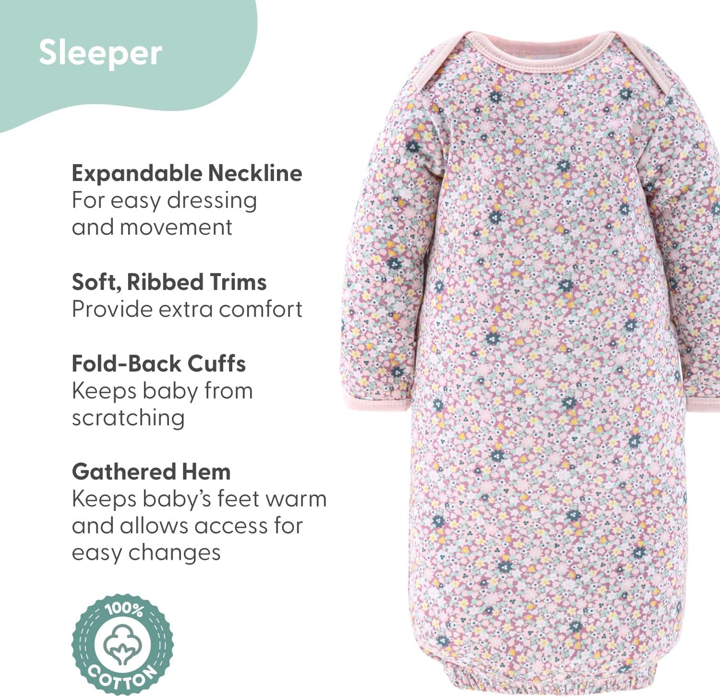 The Peanutshell Baby Layette Gift Set for Girls - 16 Piece New Born Girl Gift Set, Baby Clothes, 0-9 Months - Prairie Floral