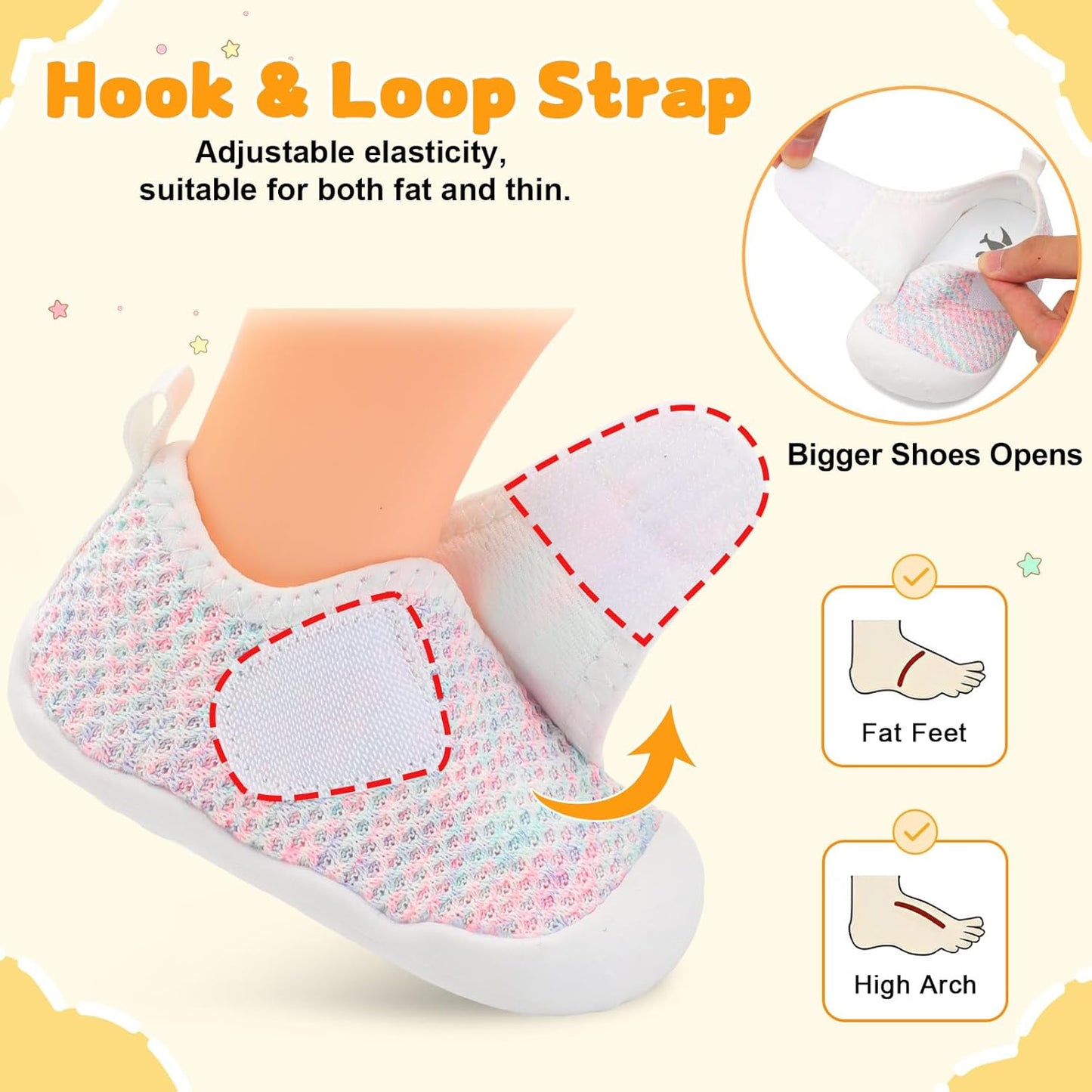 FEETCITY Baby First Walking Shoes Wide Baby Shoes Infant Sneakers Newborn Crib Shoe Barefoot Lightweight Slip On Shoe