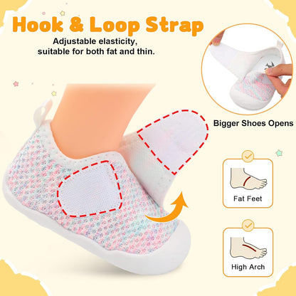 FEETCITY Baby First Walking Shoes Wide Baby Shoes Infant Sneakers Newborn Crib Shoe Barefoot Lightweight Slip On Shoe