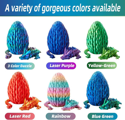 3D Printed Dragon Egg, 15Inch Crystal Dragon in Dragon Egg,Surprise Egg,Articulated Dragon,Fidget Toys for Executive Home Office Decor,Toys for Kids Gifts