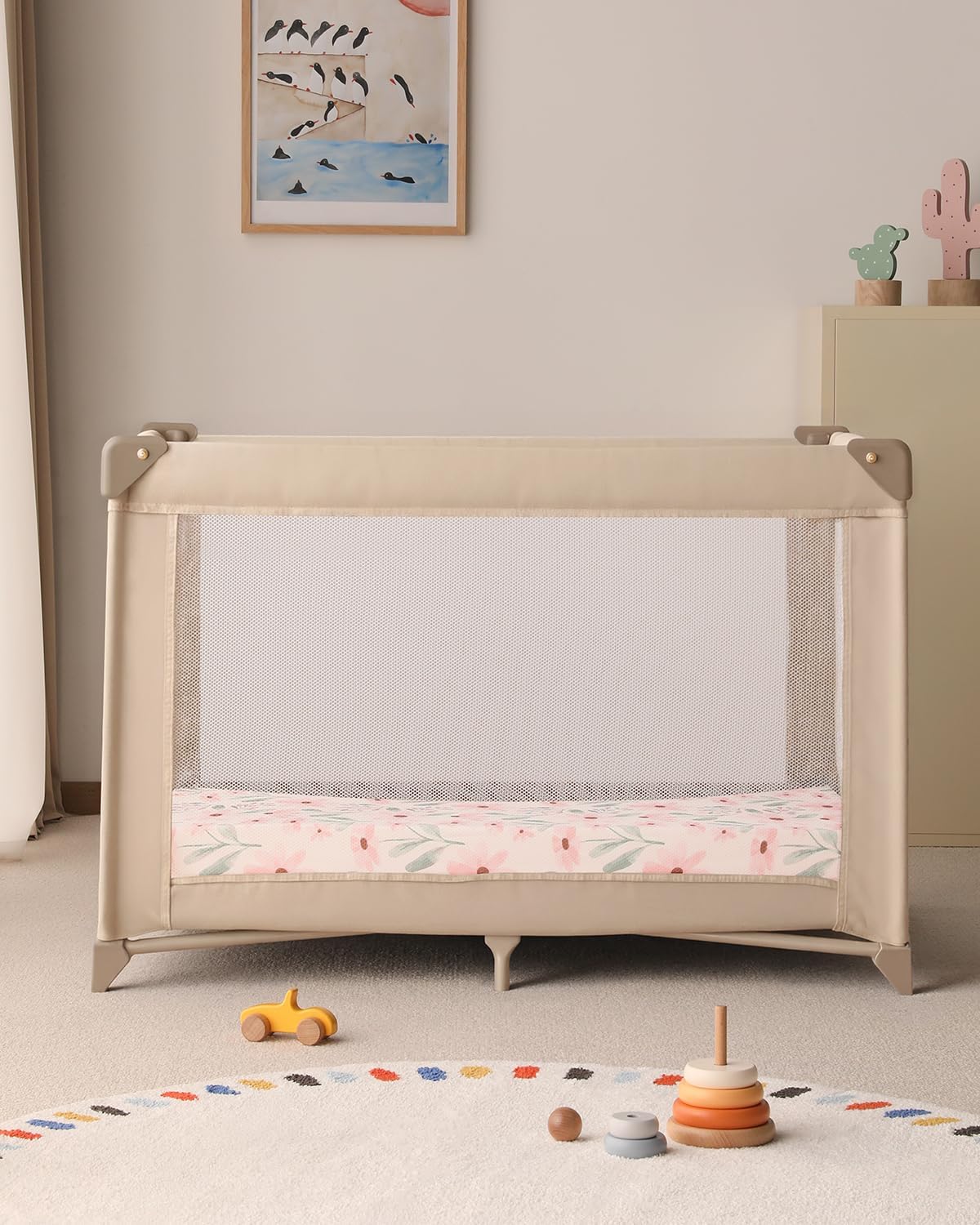 Yoofoss Pack and Play Sheets Girl 2 Pack, 38x26 Mini Crib Sheets Fitted for Baby Compatible with