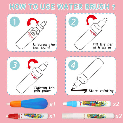 Water Doodle Mat- Kids Painting Writing Doodle Board Toy - Color Drawing Mat Bring Magic Pens Educational Toys for Age 3 4 5 6 7 8 9 10 Year Old Girls Boys Toddler Present