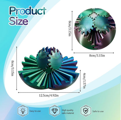 3D Printed Gear Ball Spin Ball Cube Fidget Toy, 2024 3D Printed Gear Sphere Cube Puzzle Birthday Gift, Stress and Anxiety Relaxing Fidget Toy, GearSphere Desk Toy (Red-Green-Blue)