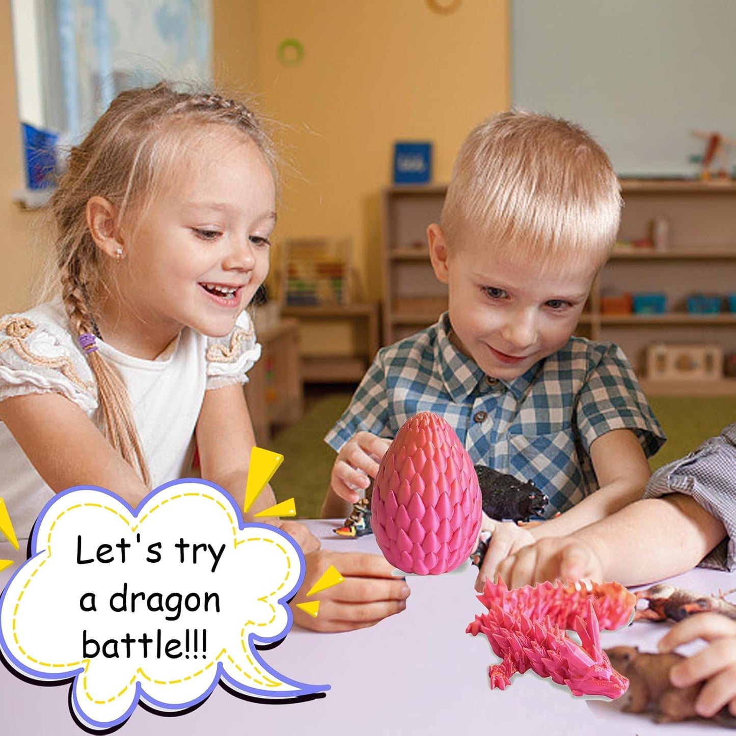 Cessfle 3D Printed Dragon in Egg, Crystal Dragon Eggs with Dragon Inside, Full Articulated Dragon Eggs 3D Dragon Toys, Mystery Dragon Egg for House of Dragon, 3D Printed Animals Fidget Toys