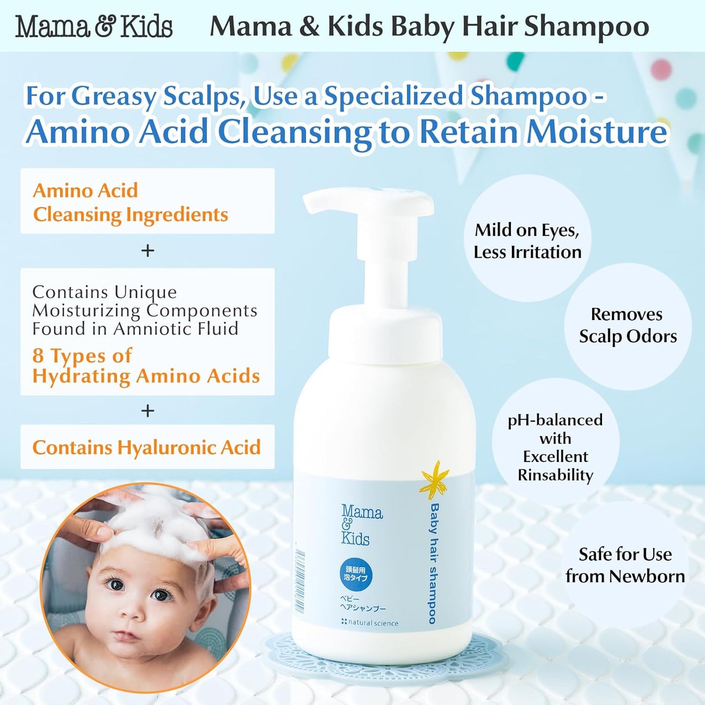 Mama&Kids Baby Hair Shampoo 370 ml / 12.51 fl oz Baby Shampoo for sensitive skin, Toddler Shampoo
