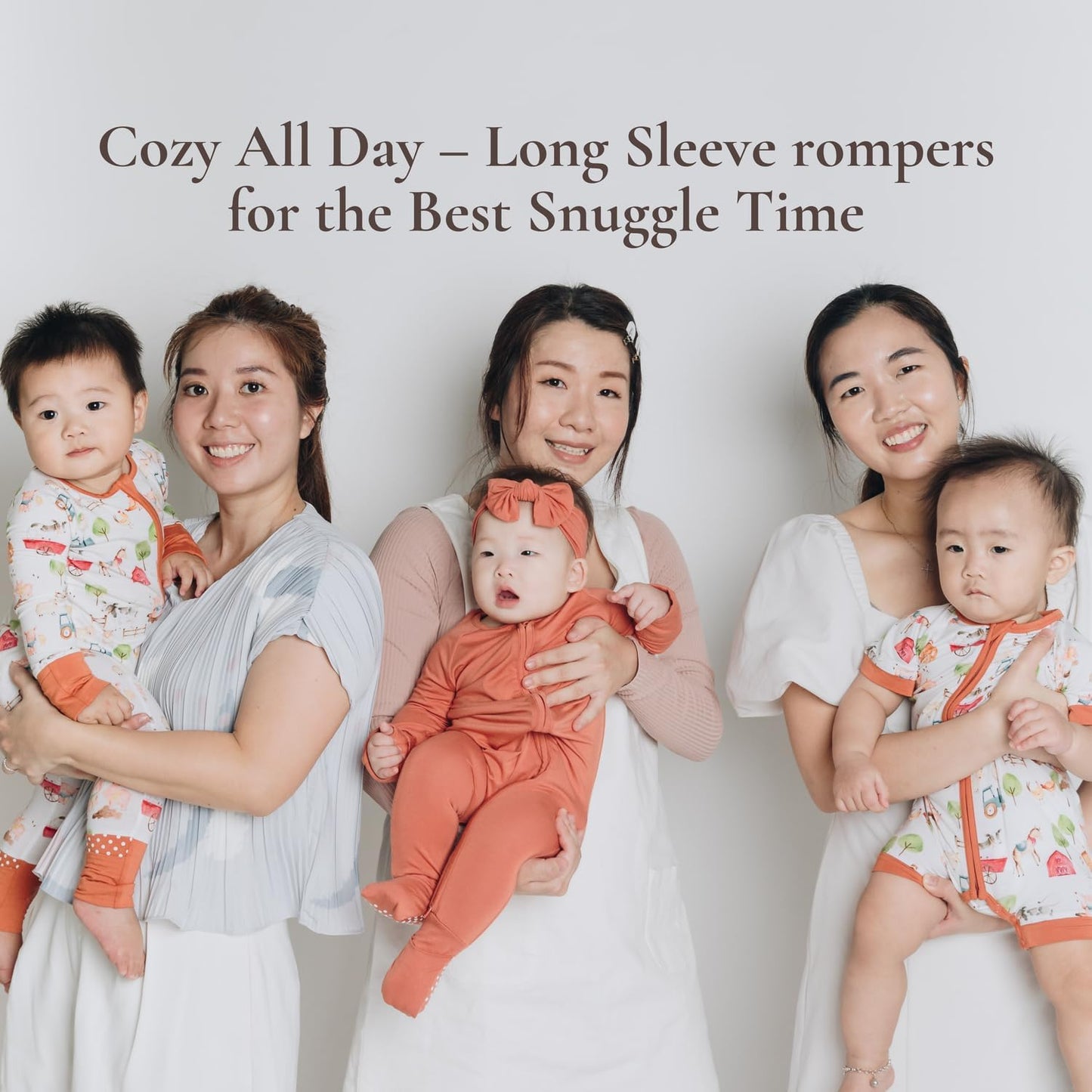 Baby Romper Long Sleeves for 3-24 Month Boys & Girls | 95% Bamboo Viscose Baby Rompers Two-Way Zipper Onesie