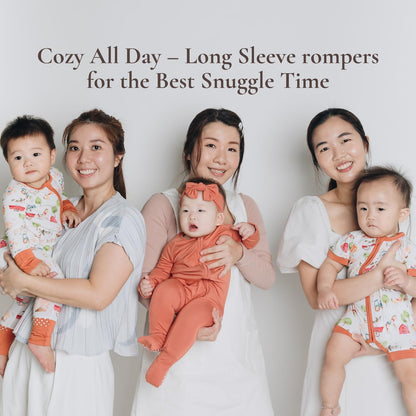 Baby Romper Long Sleeves for 3-24 Month Boys & Girls | 95% Bamboo Viscose Baby Rompers Two-Way Zipper Onesie
