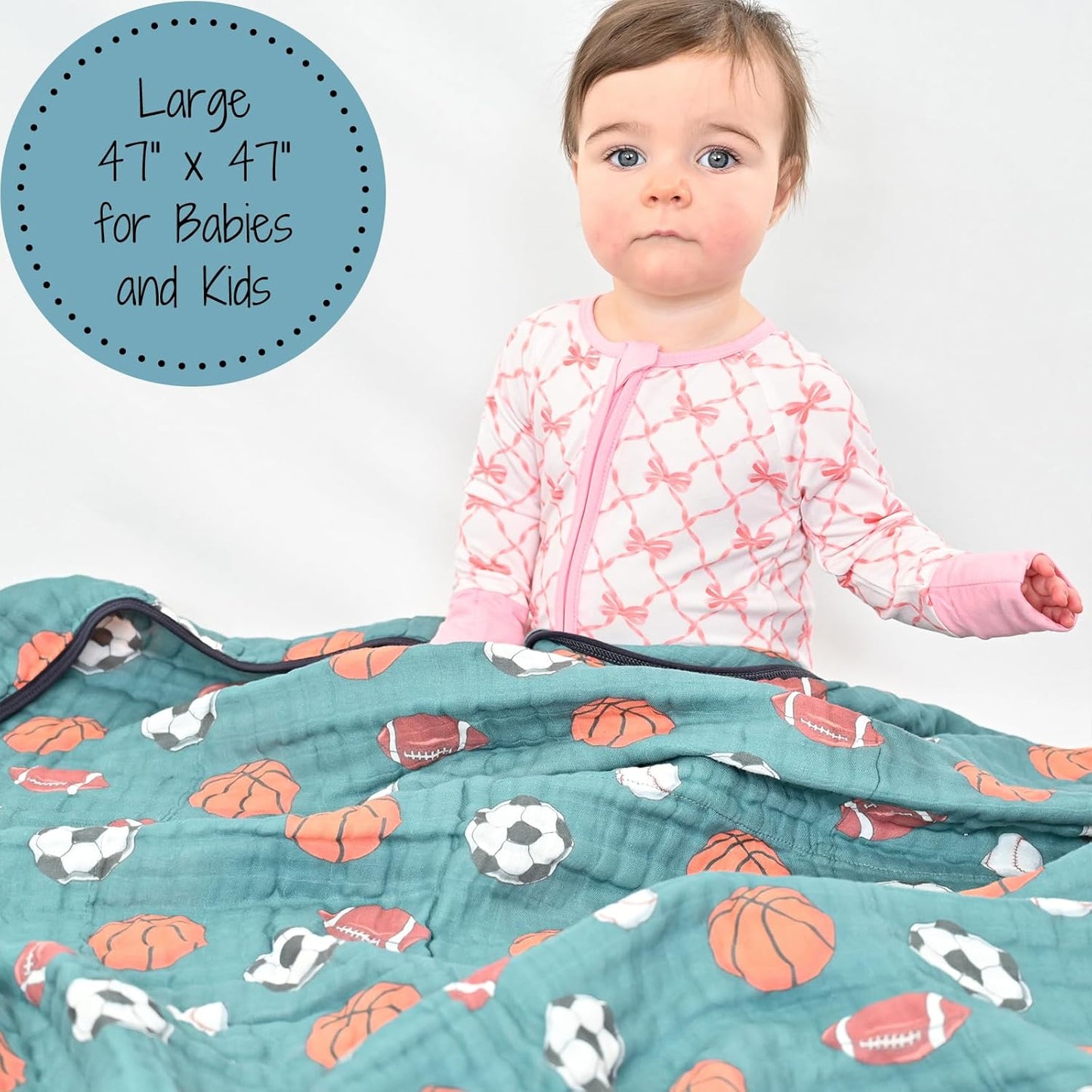 LollyBanks Muslin Baby Blanket 100% Organic Cotton, Muslin Quilt Lightweight, 6 Layers Baby