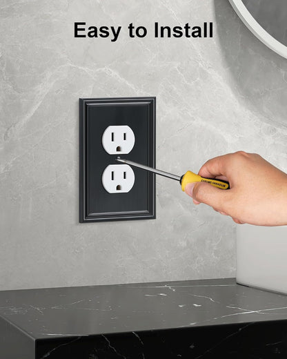 4-Pack Duplex Outlet Cover, Durable Solid Zinc Alloy Decorative Switch Plates and Outlet Covers